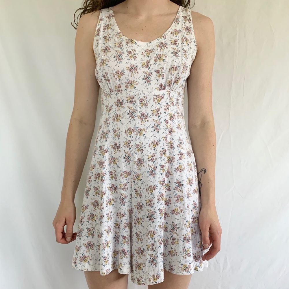 Vintage 90s Floral WideTank Strap Playsuit Romper